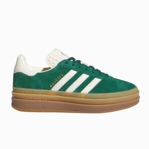 Hi selling Adidas originals gazelle bold in green/white/gum. Size 9.5 women’s.